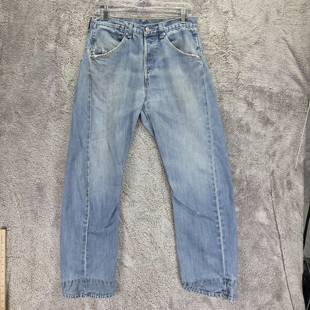VTG Levis Engineered Jeans Mens Blue Twisted Button Fly Light Wash Fits 30x28